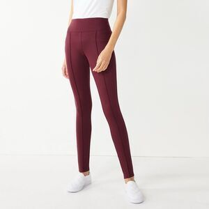 New Women's Nine West Seamed Ponte Active Leggings Maddie Plum Size XXL